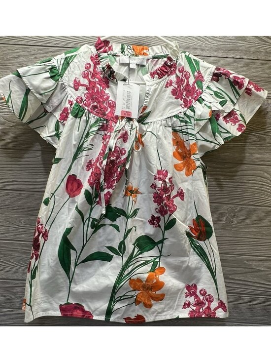 Sugarlips Tops - Sugarlips Floral Blouse Top NWT Size Medium Ruffle Sleeves Colorful Flowers